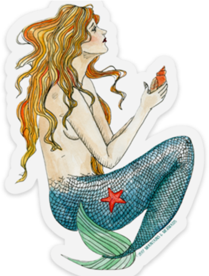 Vintage Mermaid Sticker Mountains Mermaids Png Vintage (1060x570), Png Download