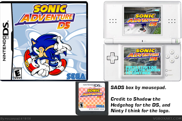 Sonic Adventure Ds Box Art Cover (700x468), Png Download