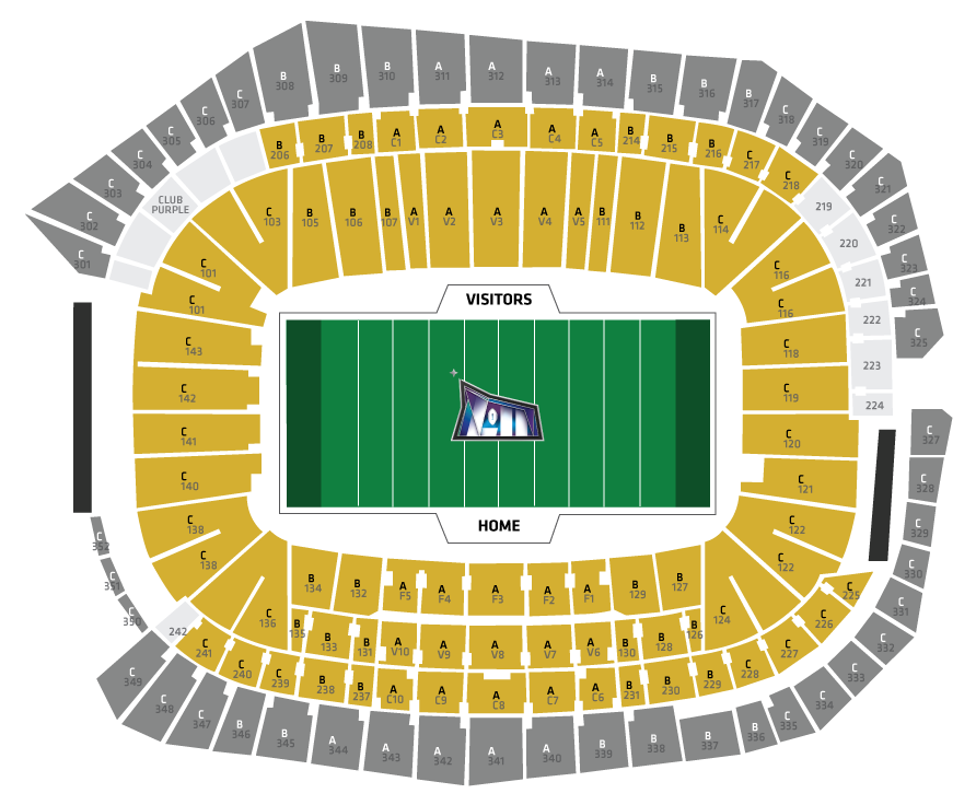 2728 Super Bowl 52 Seating Chart All (904x750), Png Download