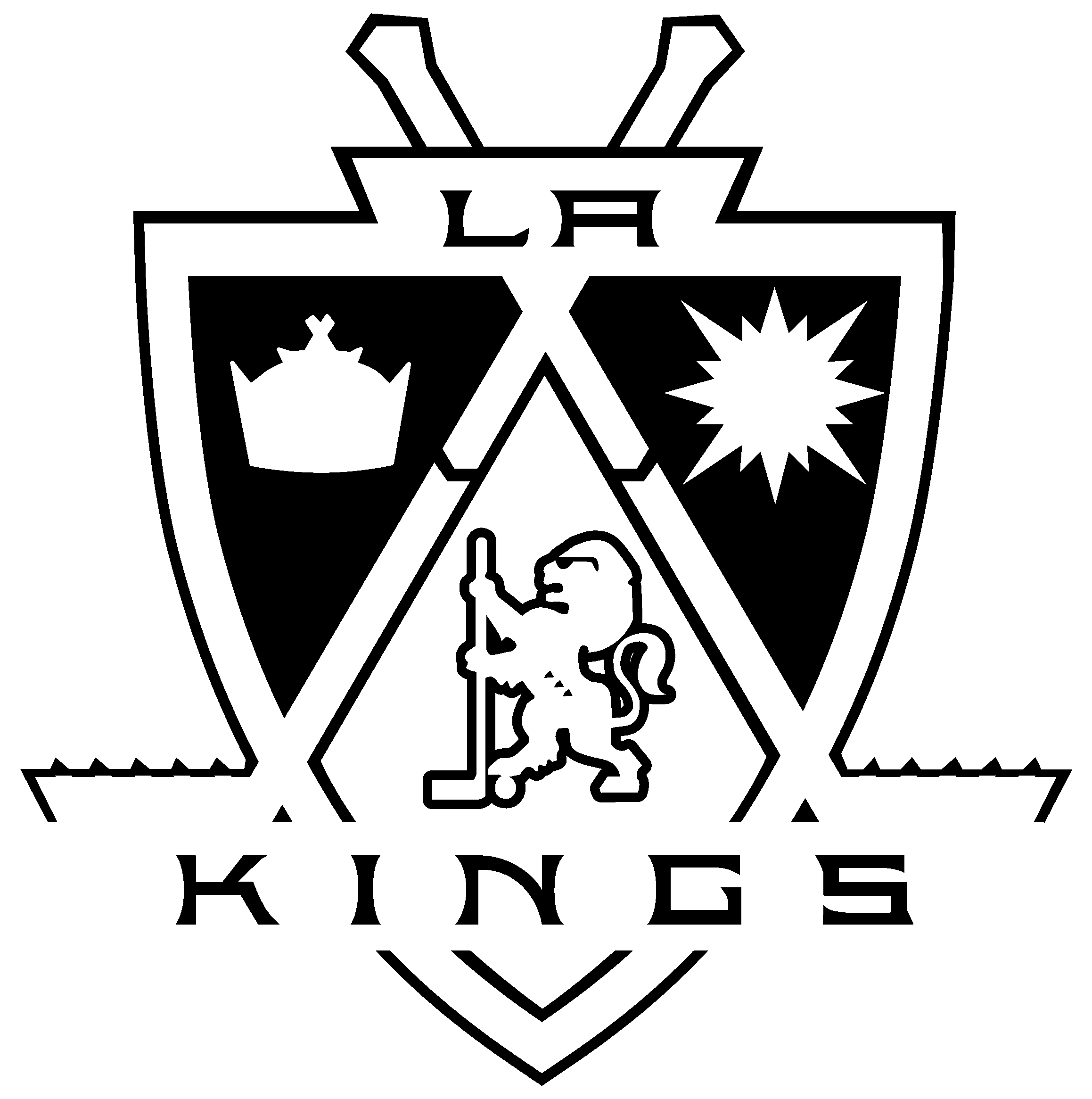 Los Angeles Kings Logo Black And White (2400x2400), Png Download