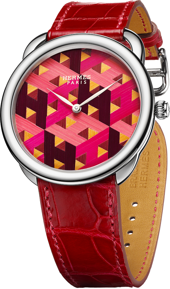 Hermes Arceau H Cube On Red Strap (568x966), Png Download