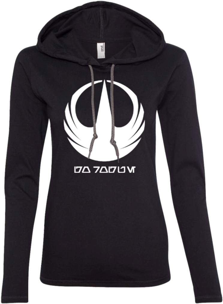 Rogue One White Logo Ladies Ls T-shirt Hoodie (1024x1024), Png Download