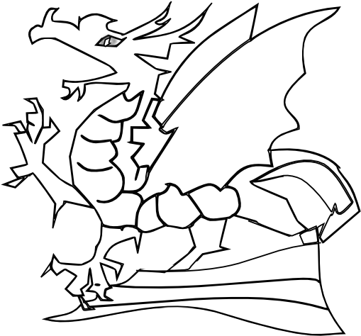 Dragon Drake Riu Black White Line Art 555px (555x785), Png Download