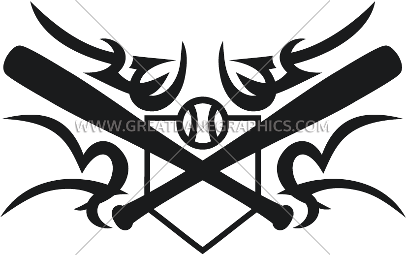 Tribal Baseball Bat & Plate Crest (825x518), Png Download