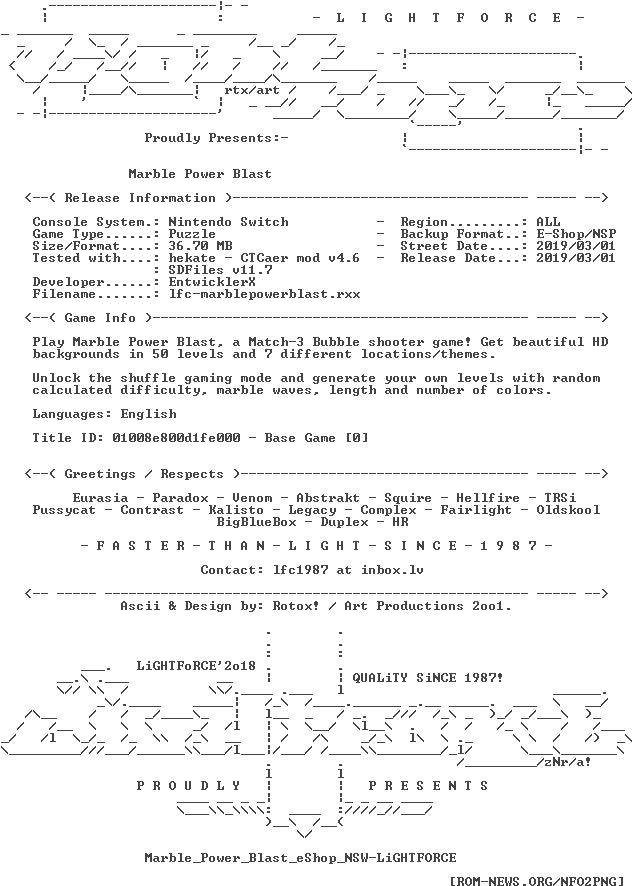 Marble Power Blast Eshop Nsw-lightforce (632x900), Png Download