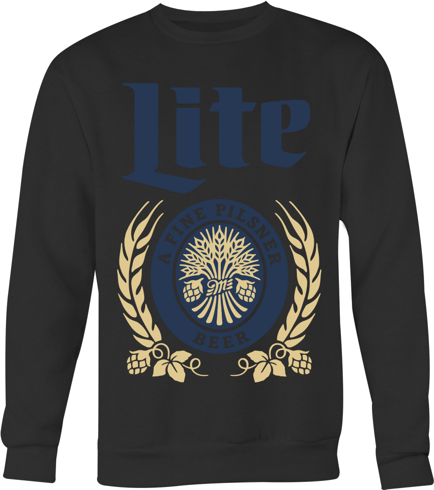 Miller Lite Sweatshirt Hoodie Long Sleeve T Shirt Miller (1000x1000), Png Download