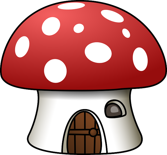 House, Mushroom, Red, White, Shape (640x594), Png Download