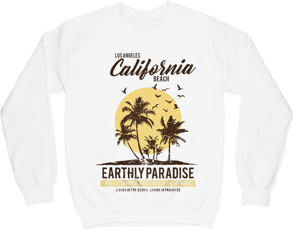 Los Angeles California Earthly Paradise Crewneck Sweater (1000x1000), Png Download