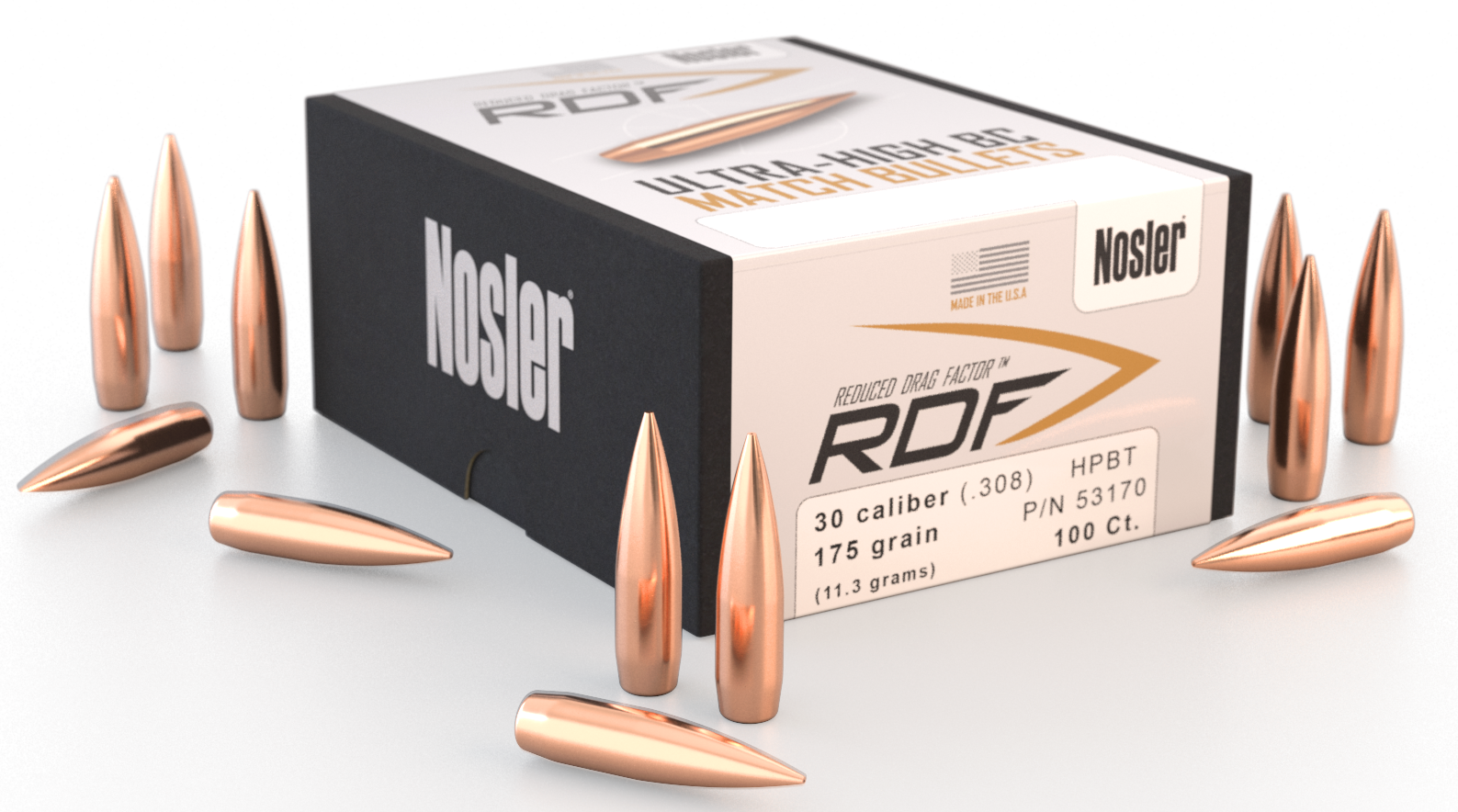 Nosler 53170 Rdf Match 30 Caliber (1587x884), Png Download