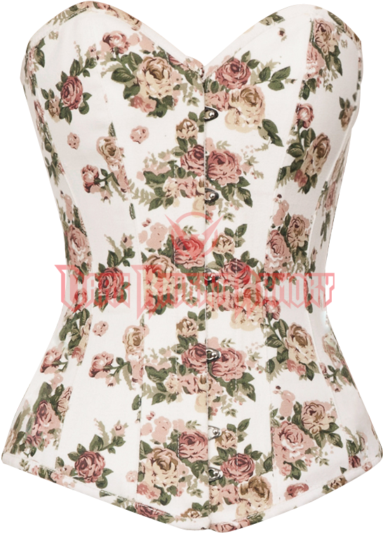 Refined Old Rose Print Overbust Corset (780x780), Png Download