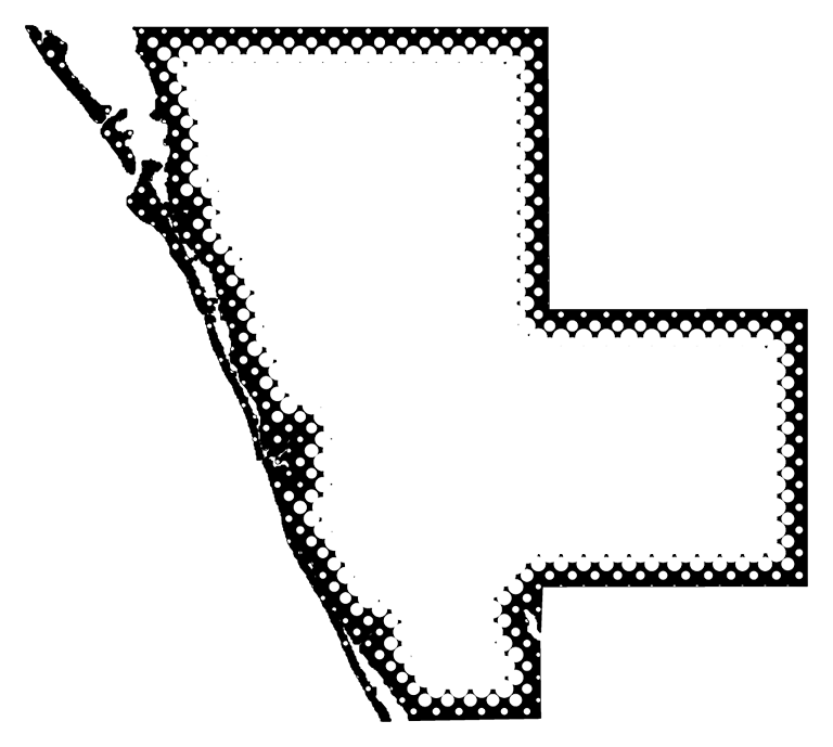 A Map Of Sarasota With Dots Reversed Out Of A Black (768x689), Png Download