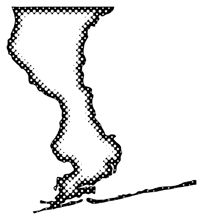 A Map Of Escambia With Dots Reversed Out Of A Black (710x768), Png Download