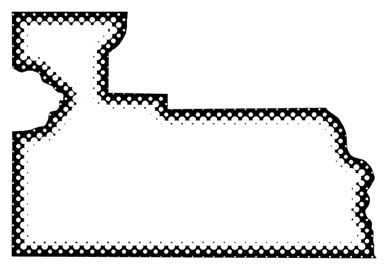 A Map Of Orange With Dots Reversed Out Of A Black Outline (768x536), Png Download