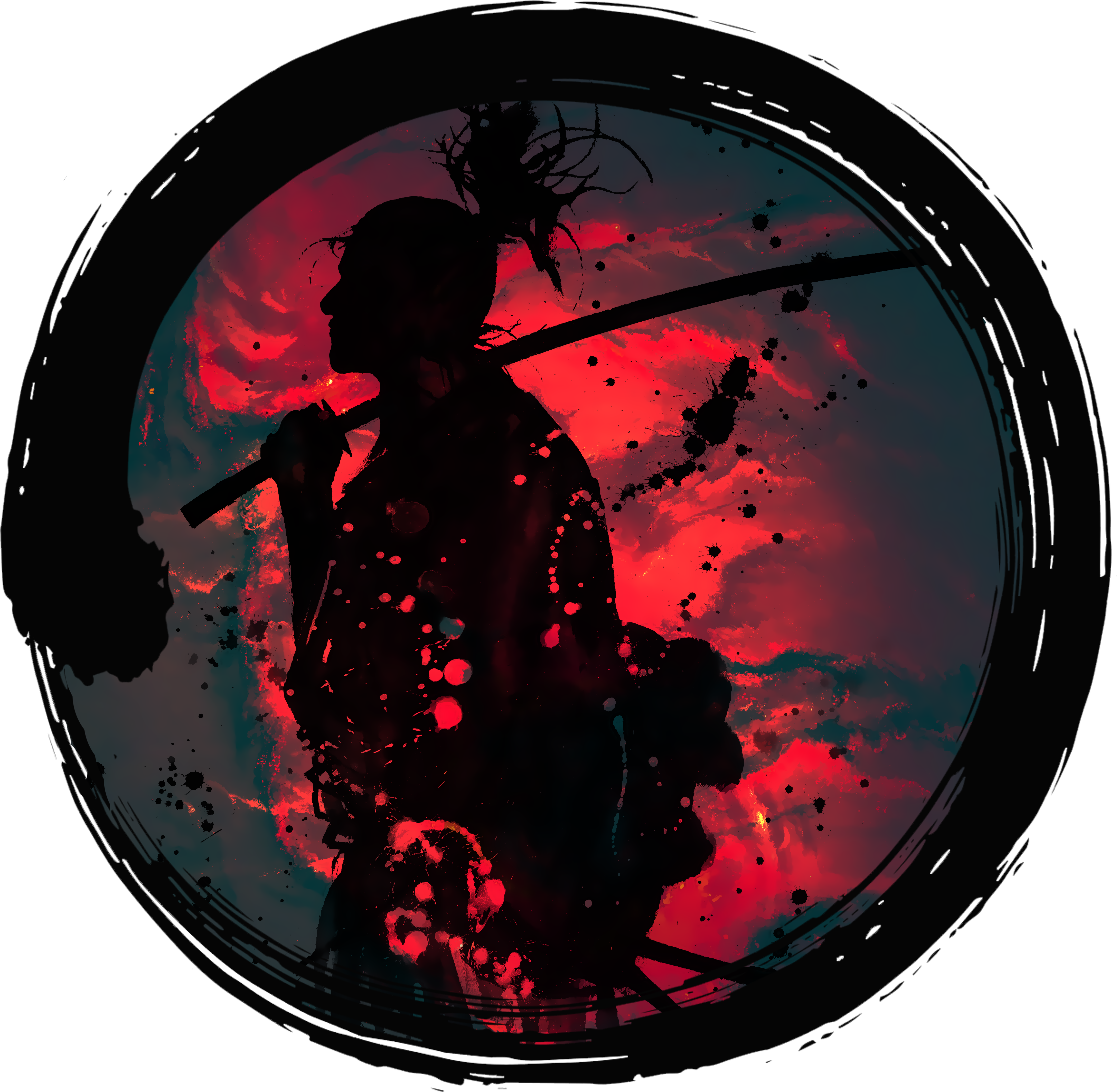 Japanese Samurai In Enso Zen Circle Shirt Can Find (4500x5400), Png Download