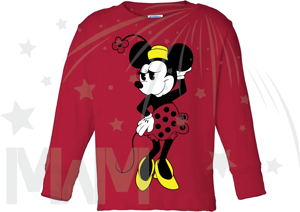 Very Cute Old Style Design Of Minnie Mouse For Toddler (1014x697), Png Download