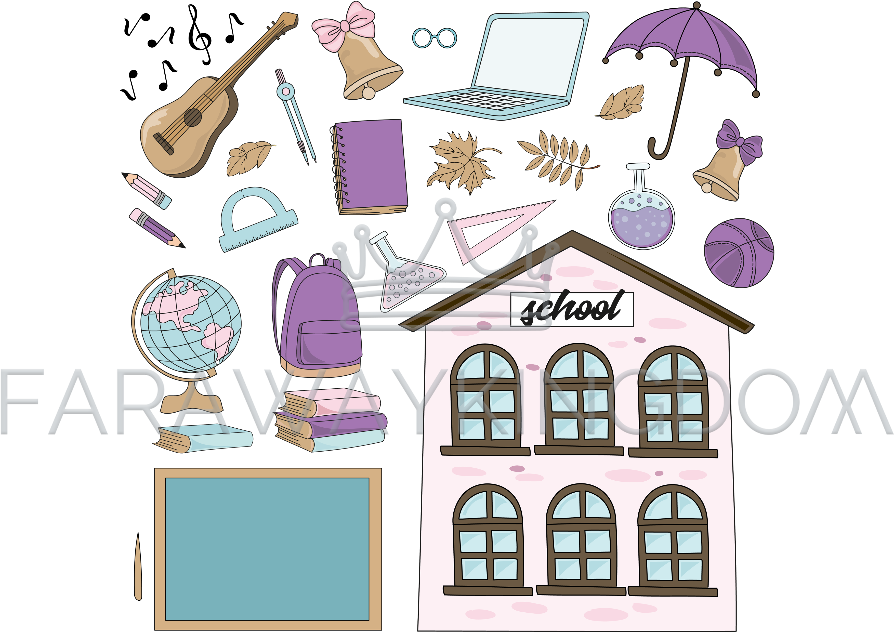 Vivat School Vector Illustration Set (3508x2480), Png Download