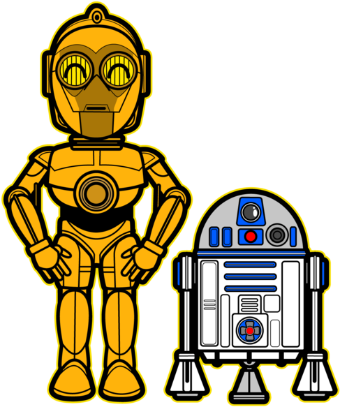 Kawaii C3 Po And R2 D2 (500x625), Png Download
