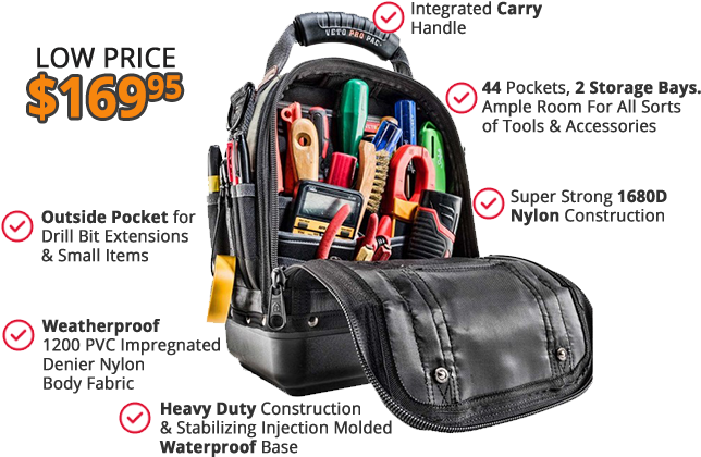 Veto Pro Pac Tech-mct 44 Pocket Tool Bag (696x456), Png Download