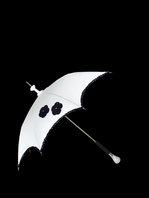 White Parasol Featuring Hand Stitched Sequence Trim (498x664), Png Download