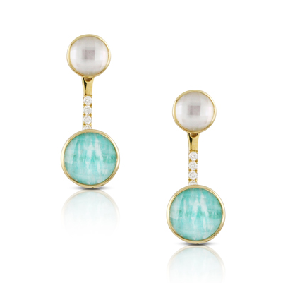 Doves 18k Yellow Gold Diamond Earrings With Clear Quartz (560x560), Png Download