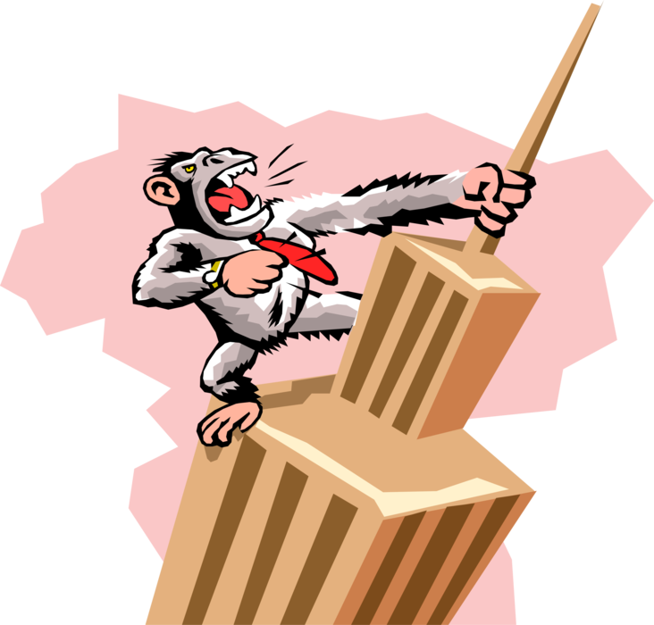 Vector Illustration Of Primate Gorilla King Kong Climbs (732x700), Png Download