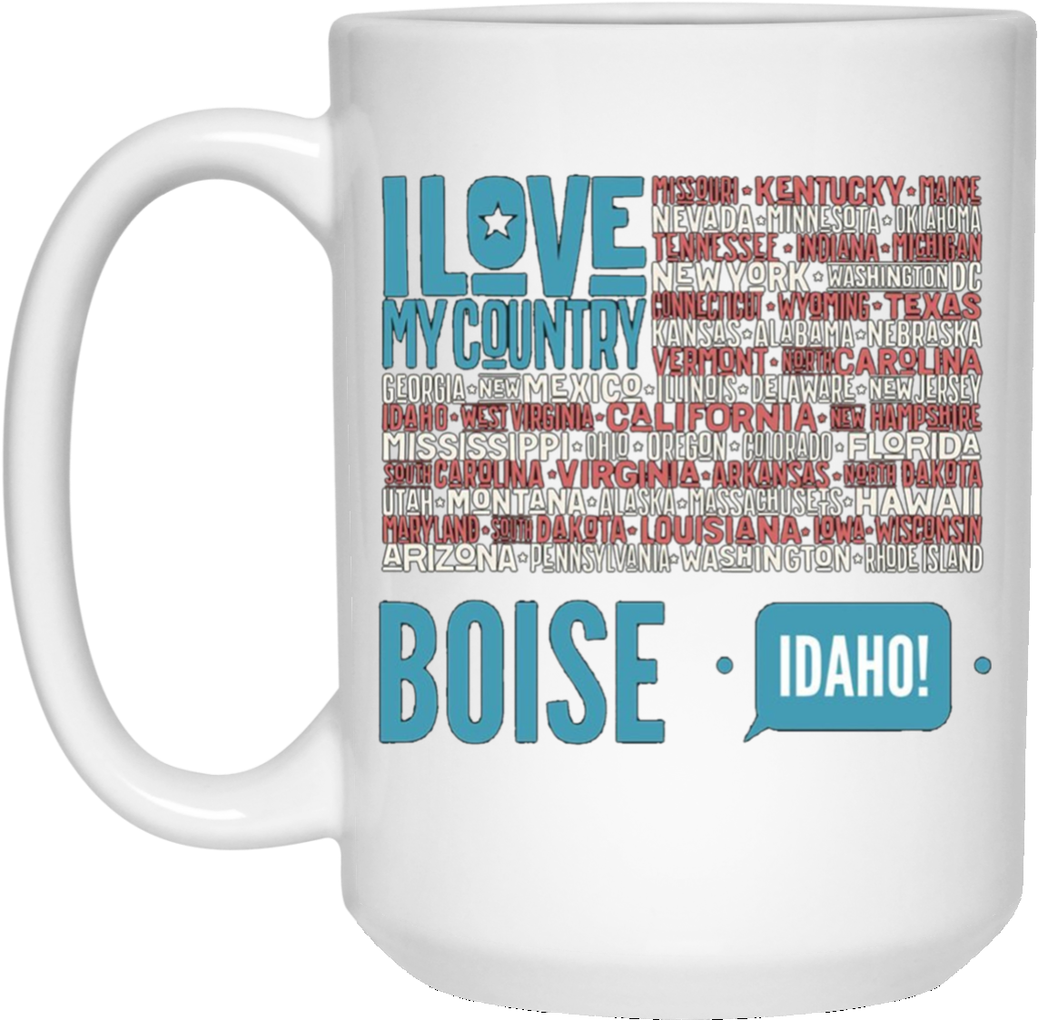 I Love My Country Boise Idaho With Us Flag T-shirt (1155x1155), Png Download