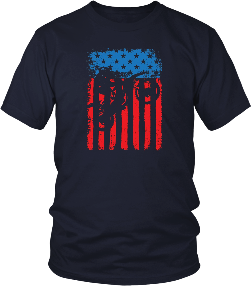 Motocross Dirt Bike Jumping American Flag Shirt (1000x1000), Png Download