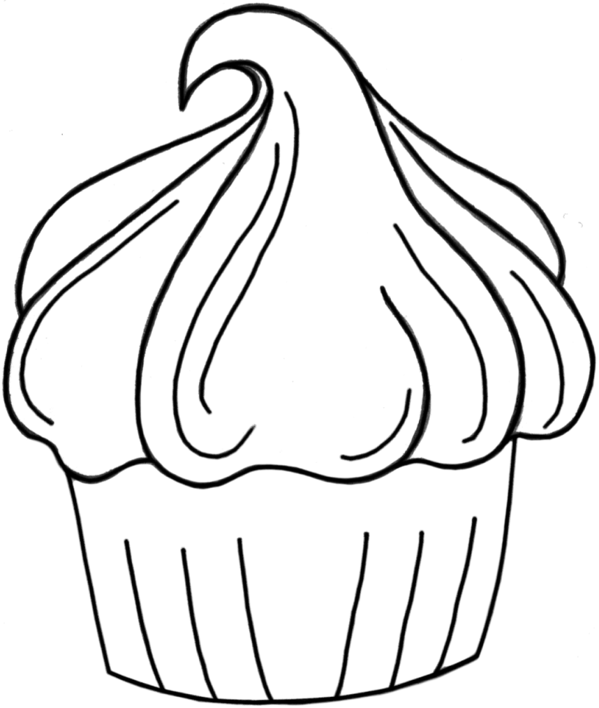 Cupcake Color Pages (858x1014), Png Download