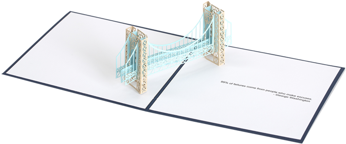 George Washington Bridge Pop Up Card (1280x653), Png Download