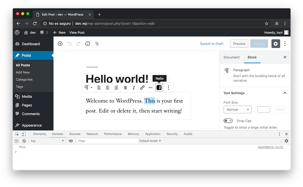 The Button We Just Added In A Rich Text Block In Gutenberg (1000x621), Png Download