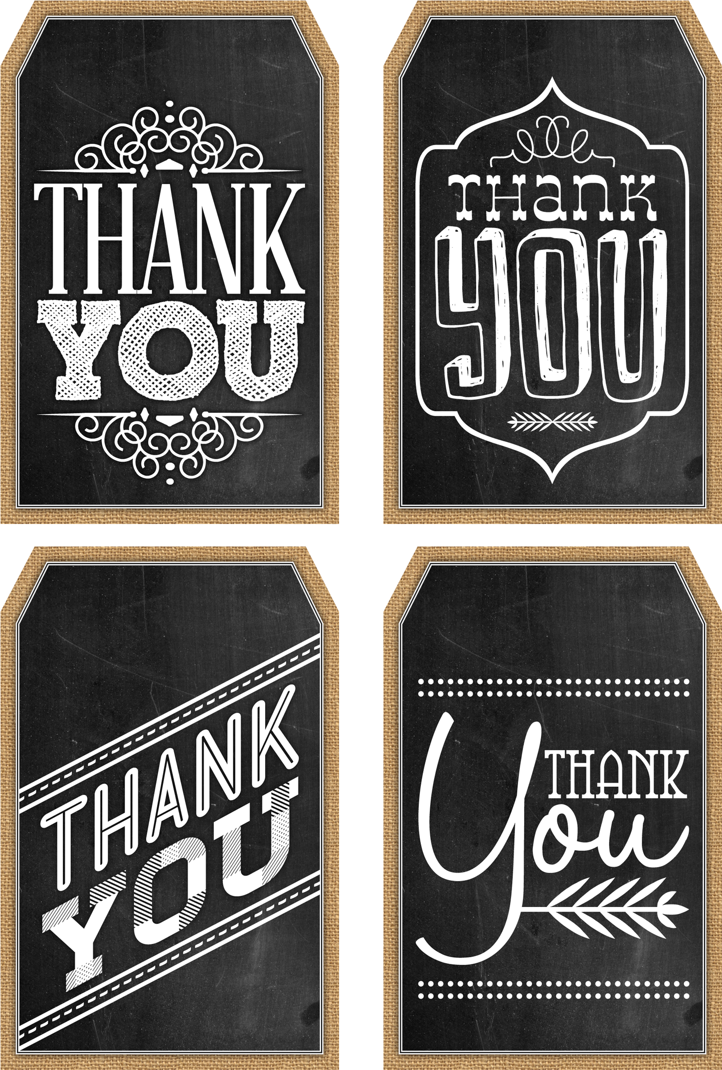 Free Printable Thank You Chalkboard Tags &amp (2400x3000), Png Download