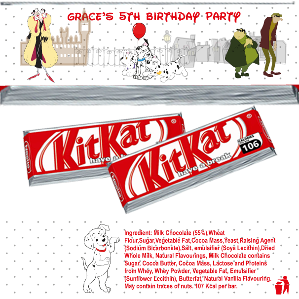 101 Dalmatians Kitkat Wrappers (606x606), Png Download
