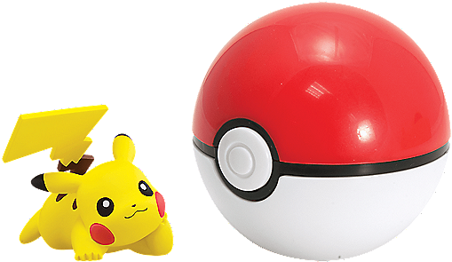 Pokemon Clip 'n' Carry Poke Ball With Figure Pikachu (600x600), Png Download