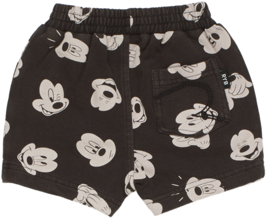Disney X Rock Your Baby Mickey Visage Acid Wash Shorts (630x630), Png Download