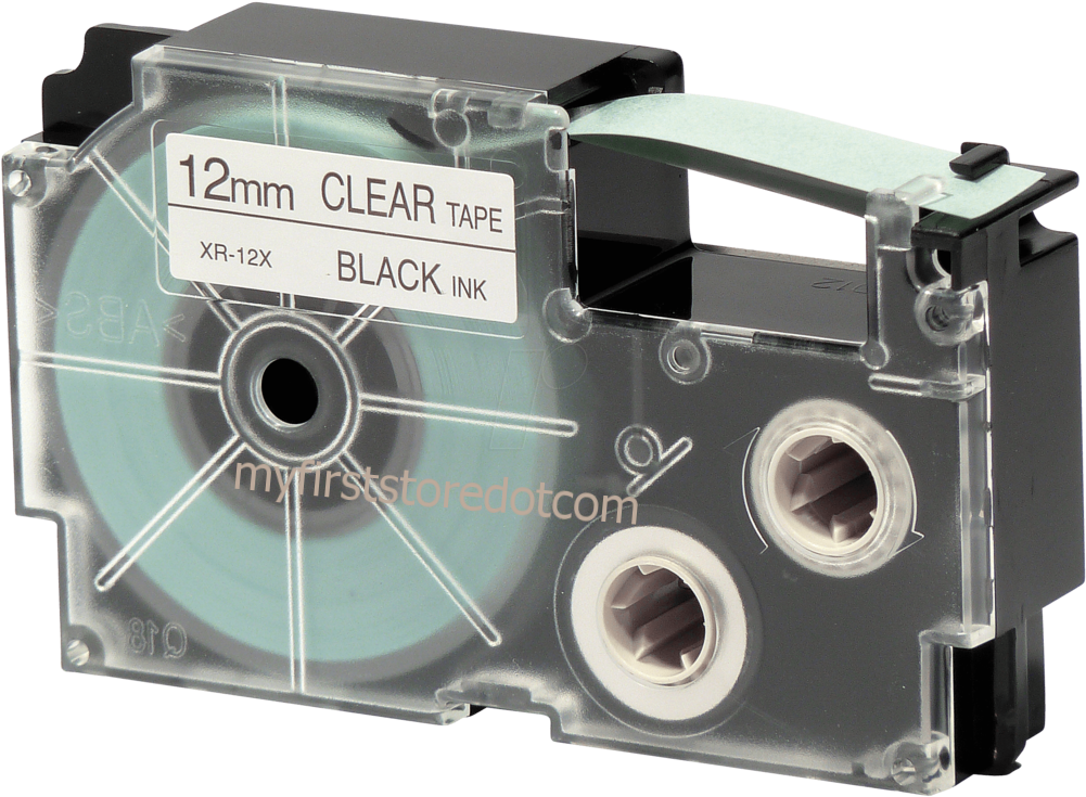 Genuine Casio 12mm Label Tape Xr-12x1 Black On Clear (1024x751), Png Download