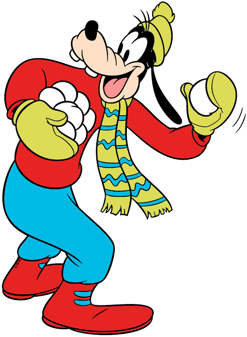 Mickey Snowman Baby Goofy Goofy Throwing A Snowball (508x694), Png Download
