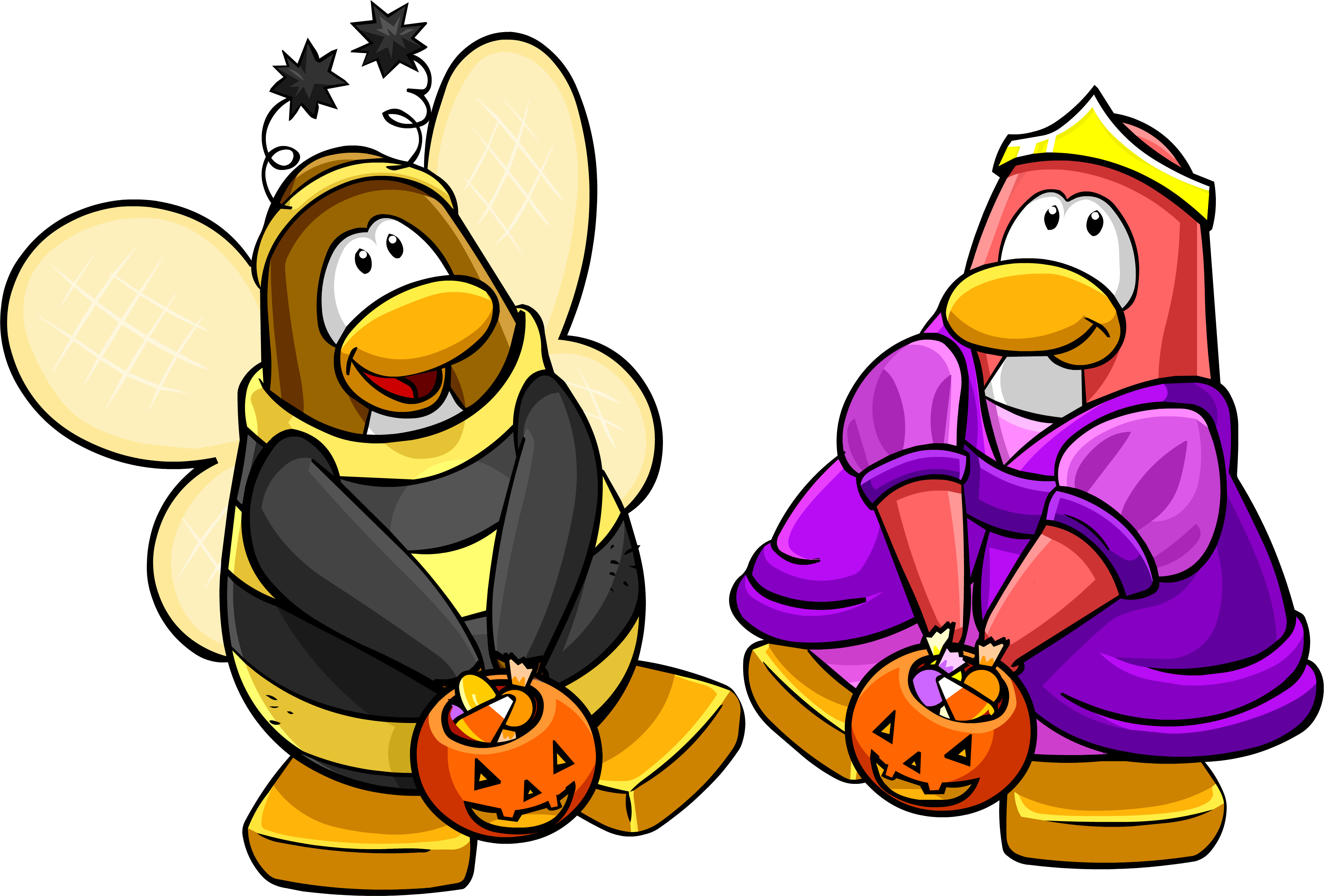 Trick Or Treat Postcard Penguins (3587x2429), Png Download