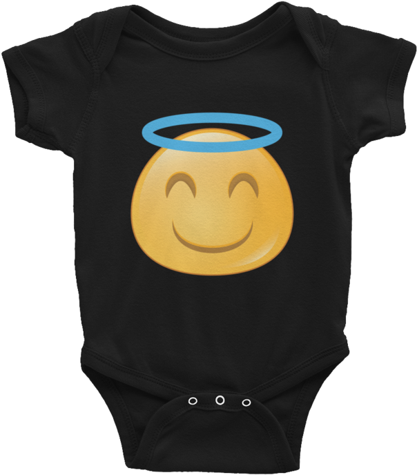 Expressive Angel Emoji Baby Onesie (720x720), Png Download