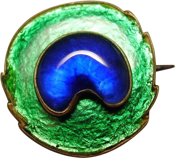 Piel Freres Art Nouveau Peacock Feather Eye Brooch (570x570), Png Download