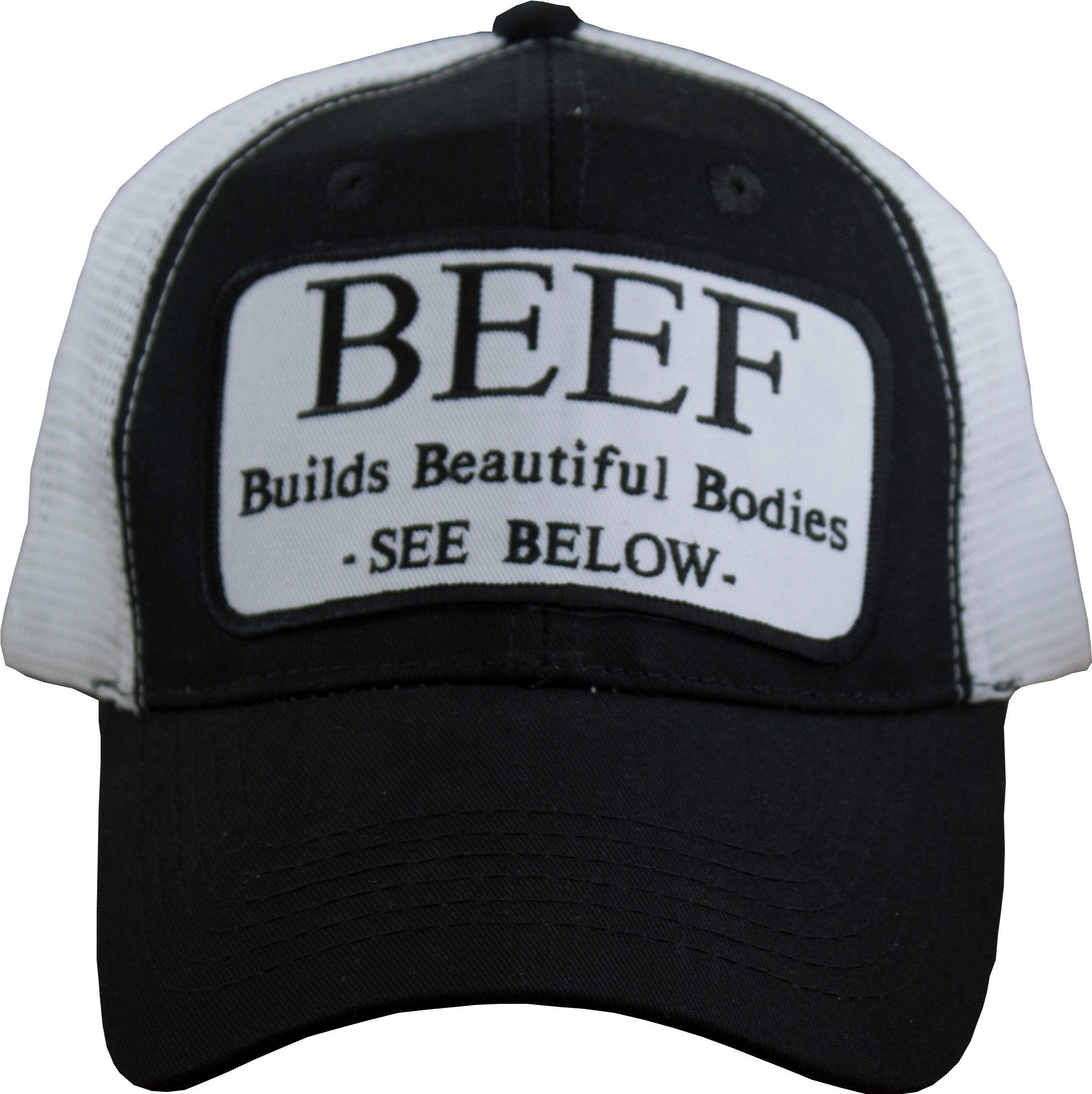 Beef Builds Beautiful Bodies Patch Trucker Hat (3138x3138), Png Download