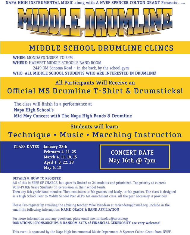 Drumline Clinic For Middle School Students Starts Soon (630x792), Png Download