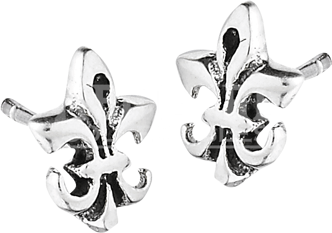 Sterling Silver Fleur De Lis Stud Earrings (685x685), Png Download
