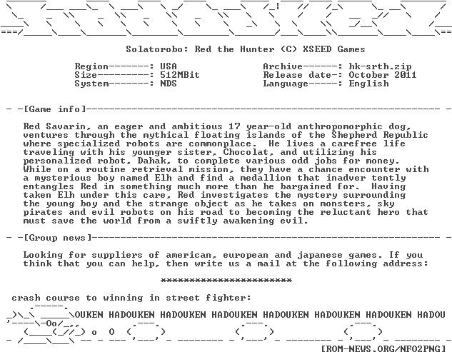 Solatorobo Red The Hunter Usa Nds-hadouken (632x504), Png Download