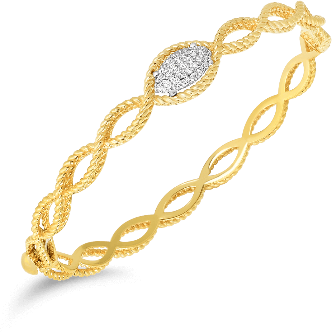 New Barocco1 Row Bangle With Diamonds (1600x1600), Png Download