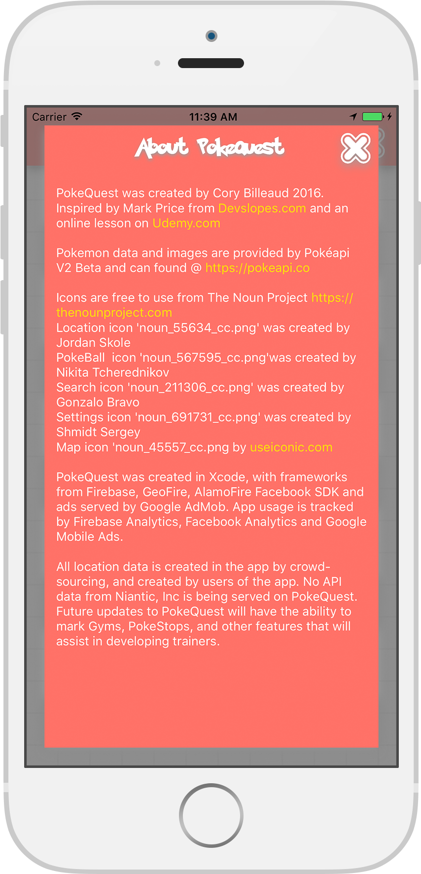 Hitting The About Pokequest Button, Bring Up The Info (950x2007), Png Download