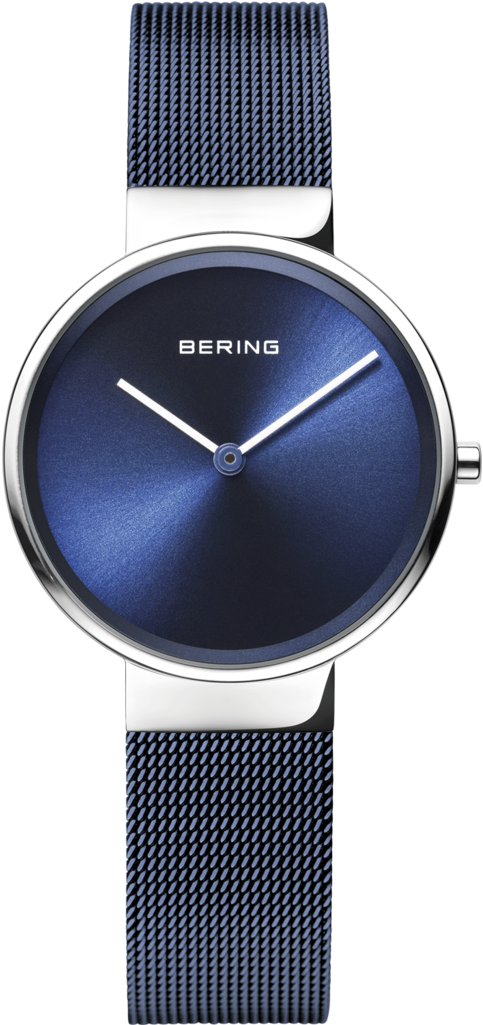 Bering Ladies Blue Steel Mesh Strap Watch 14531-307 (1024x1024), Png Download