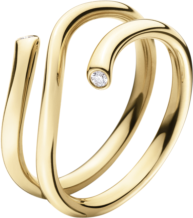 Yellow Gold Ring With Brilliant Cut Diamonds By Georg (1200x1200), Png Download