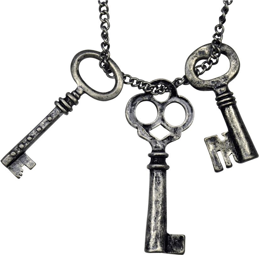 Burnished Silver Keys Necklace - Keys Necklace (850x850), Png Download