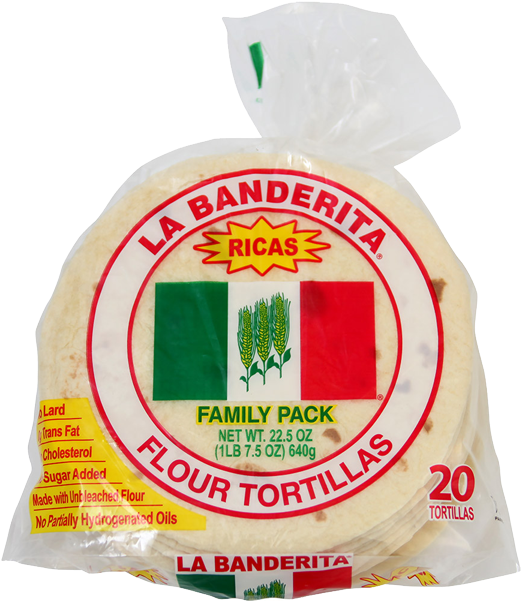 Large Pack Flour Tortillas - La Banderita Taco Shells (712x882), Png Download