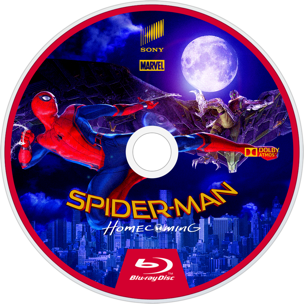 Homecoming Bluray Disc Image - Spiderman 2017 Blu Ray (1000x1000), Png Download
